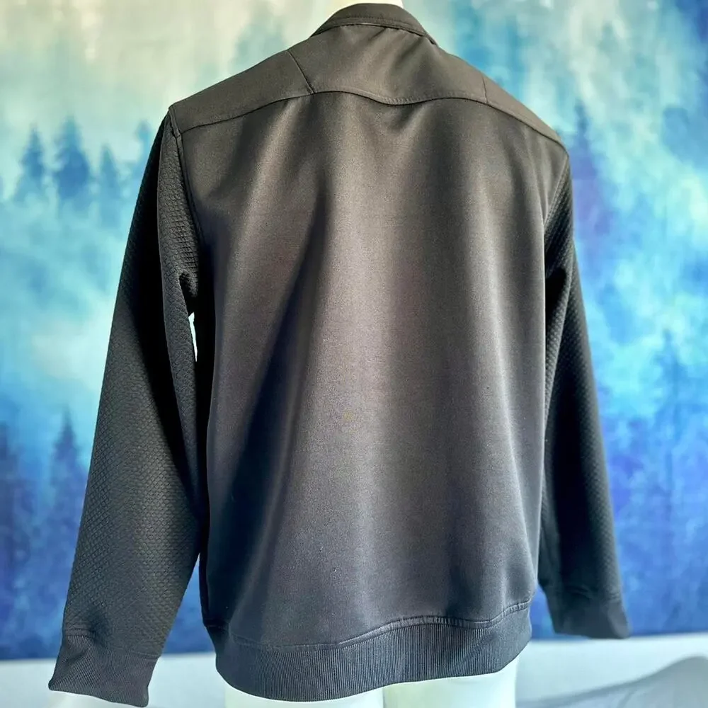 Mens Jacket Large Black Sleek Utility Lightweight Packable Travel Casual